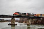 CN 2650 leads 402 on Rimouski river